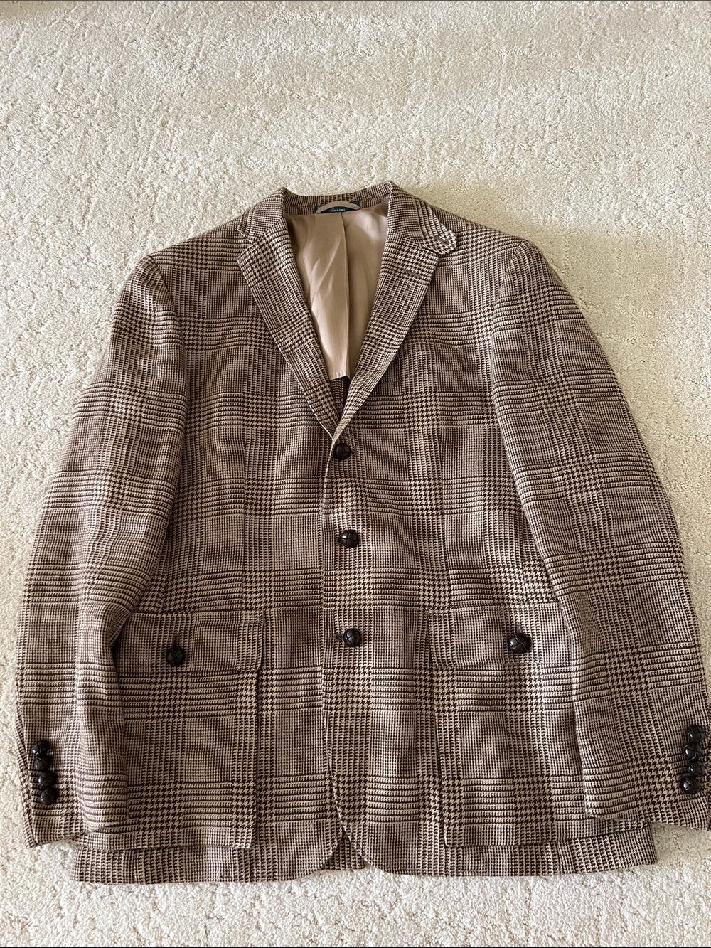 Ralph Lauren Men’s linen Brown Glen Plaid linen Blazer